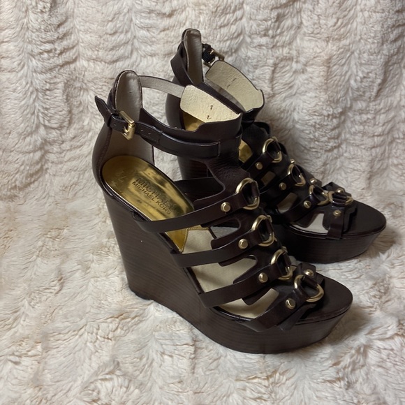 Michael Kors leather Nadine Wedge Brown - Picture 6 of 16